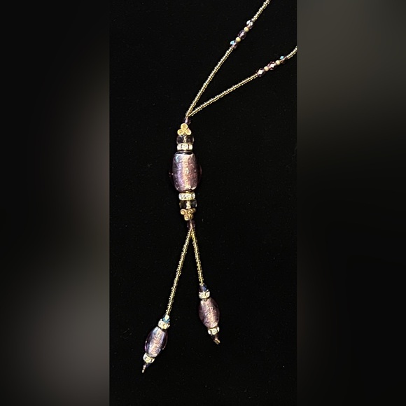 VECCHIA Murano Italian 🇮🇹 Hand Blown Lilac Glass Beaded Necklace - Picture 2 of 12